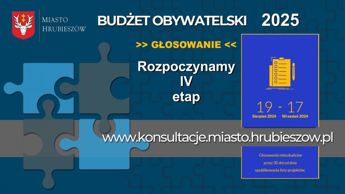 19 sierpnia w Hrubieszowie rozpoczęto głosowanie nad projektami 9 inicjatyw zgłoszonych do realizacji w ramach Budżetu Obywatelskiego 2025 r.