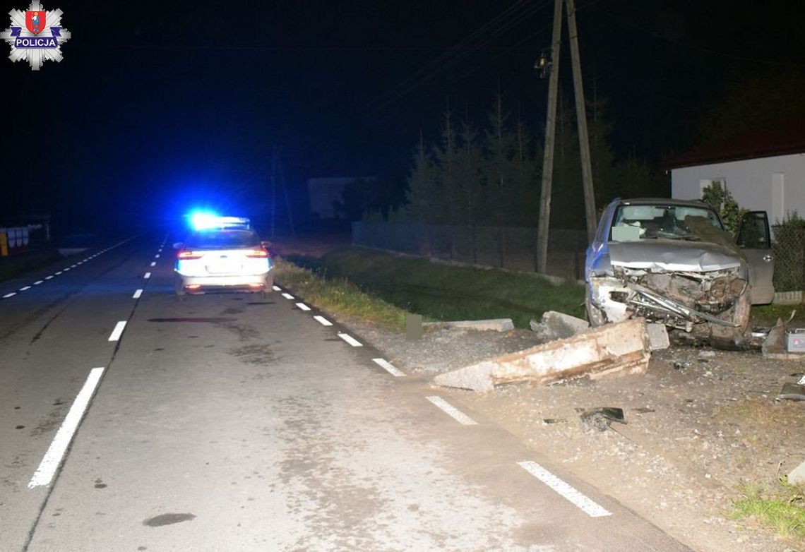 Omijając sarnę, kierowca z gm. Zamość uderzył samochodem w betonowy przepust.