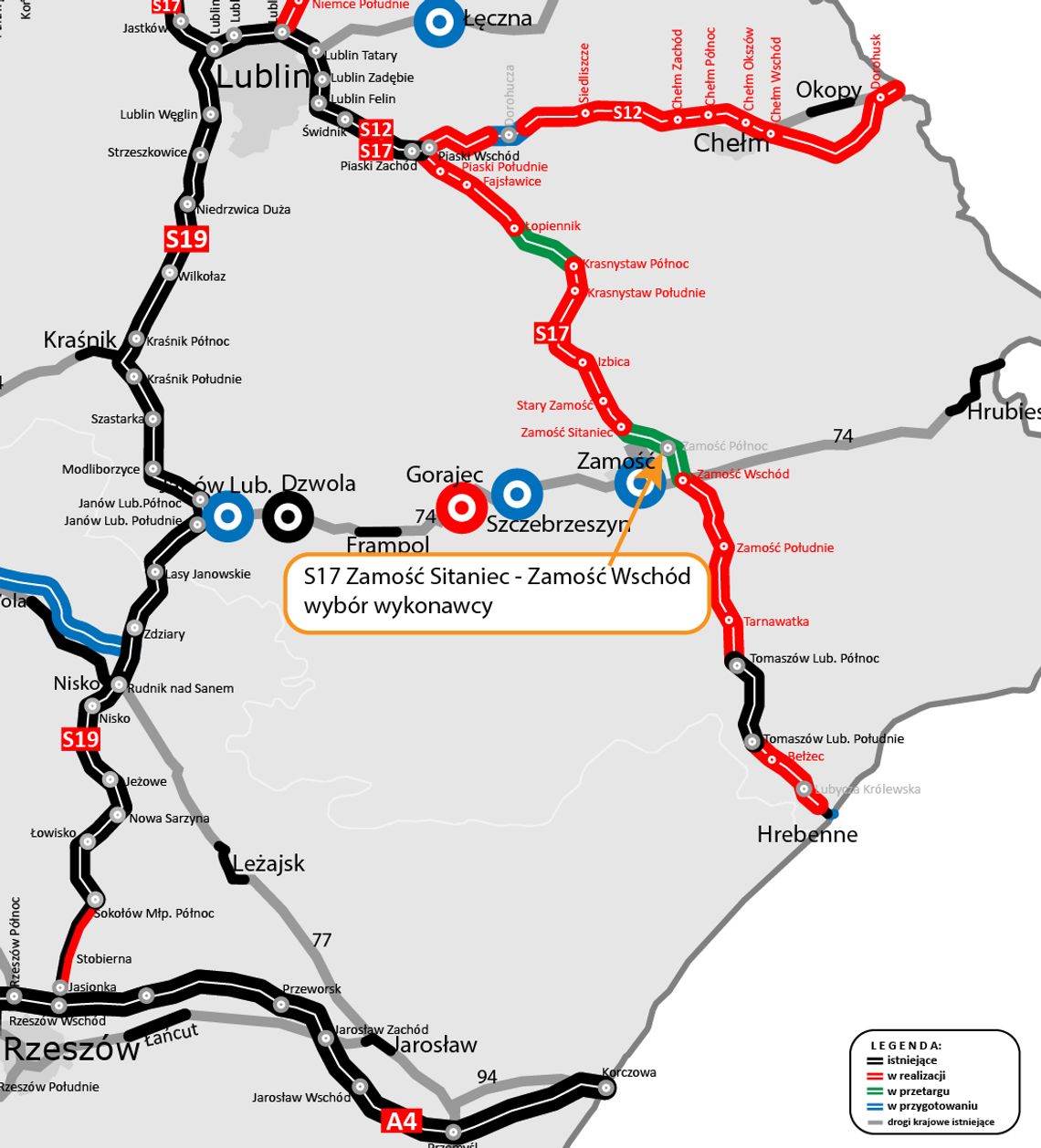 Coraz bliżej obwodnicy Zamościa. 12 km za 362 mln zł proponuje jedna z firm Coraz bliżej budowy kolejnego odcinka ekspresowej S17, który pozwoli wyprowadzić ruch tranzytowy poza Zamość.