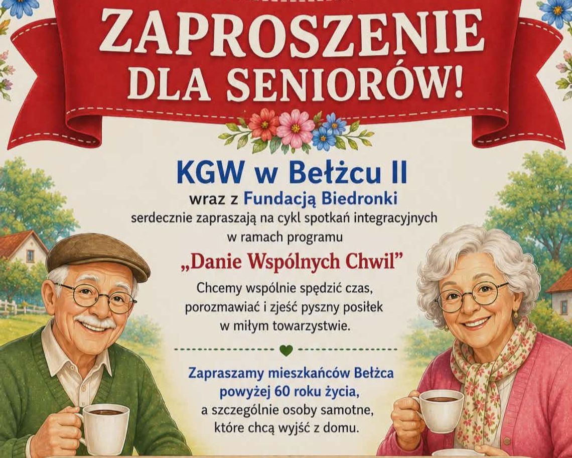 Danie wspólnych chwil. Bełżec II zaprasza seniorów na bezpłatne spotkania integracyjne W Bełżcu II rusza lokalna akcja skierowana do seniorów, której celem jest budowanie relacji i tworzenie przestrzeni do regularnych spotkań w przyjaznej atmosferze.
