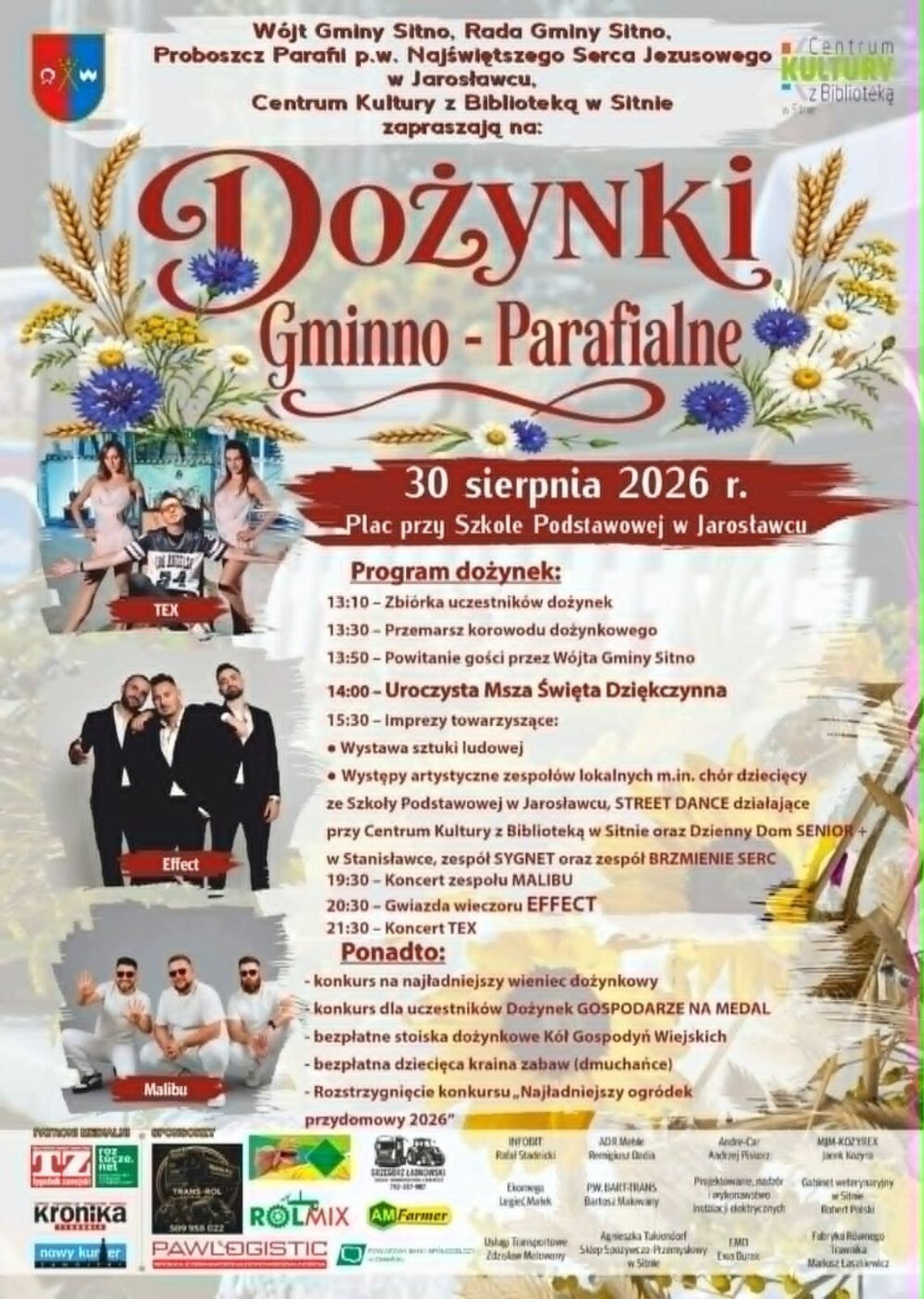 Dożynki gminy Sitno w Jarosławcu. Effect gwiazdą święta plonów Dożynki gminy Sitno w Jarosławcu. Effect gwiazdą święta plonów