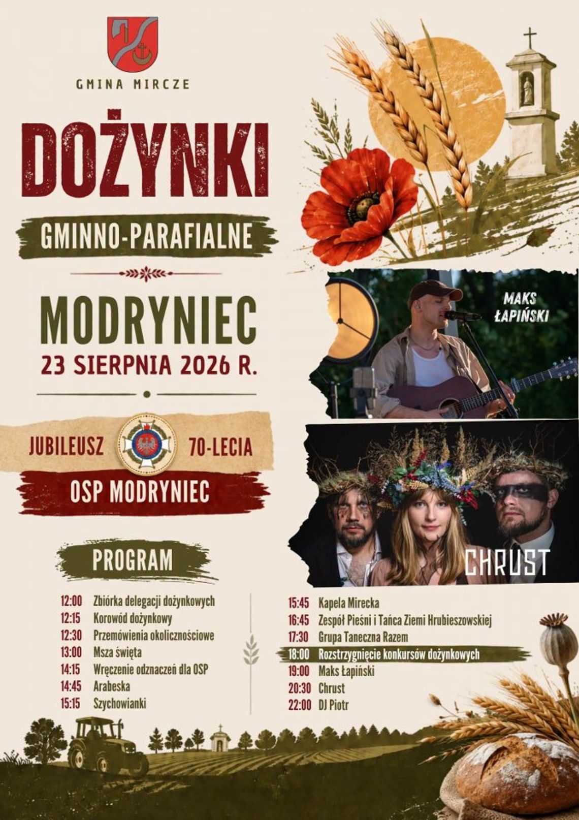 Dożynki w Modryńcu i jubileusz 70-lecia OSP. Będzie wielka feta! Dożynki w Modryńcu i jubileusz 70-lecia OSP. Będzie wielka feta!