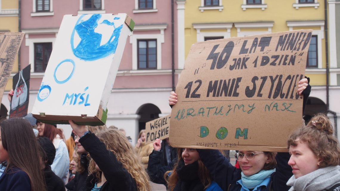 ''Dzieci i ryby też mają głos!'' Młodzieżowy Strajk Klimatyczny w Zamościu [ZDJĘCIA]