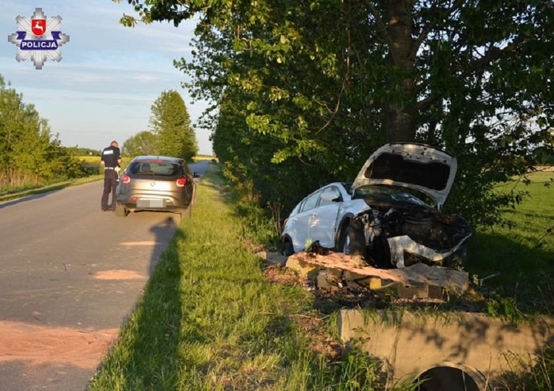 Gm. Obsza: Wypadek między Olchowcem i Zamchem. Kia roztrzaskała się o betonowy przepust