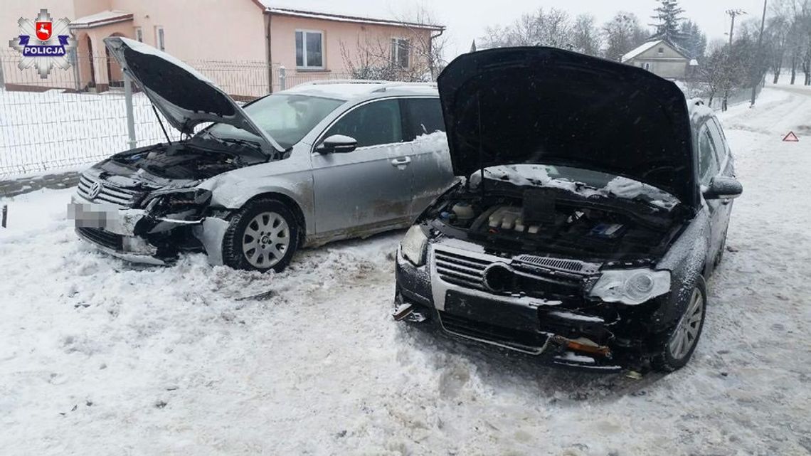 Gm. Uchanie: Kolizja na śliskiej drodze w Teratynie. Zderzyły się trzy samochody