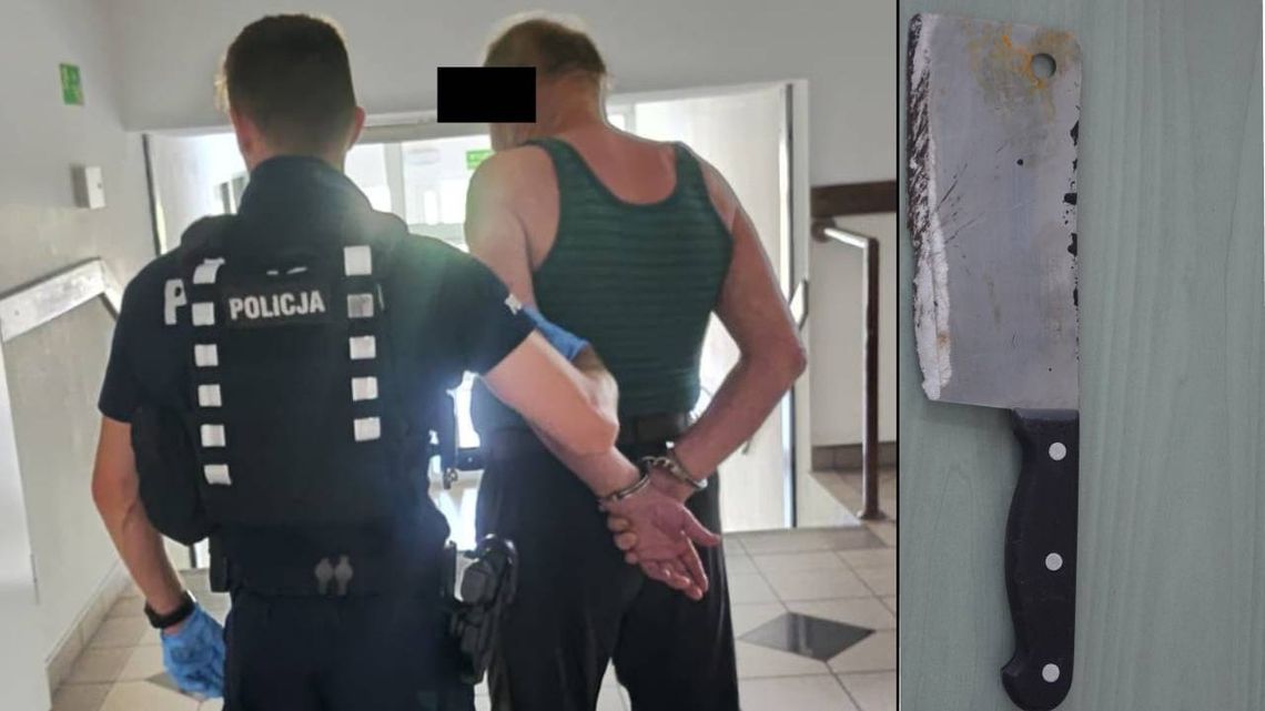 Z nożem i tasakiem senior ruszył na sąsiada. 73-letni agresor już za kratkami