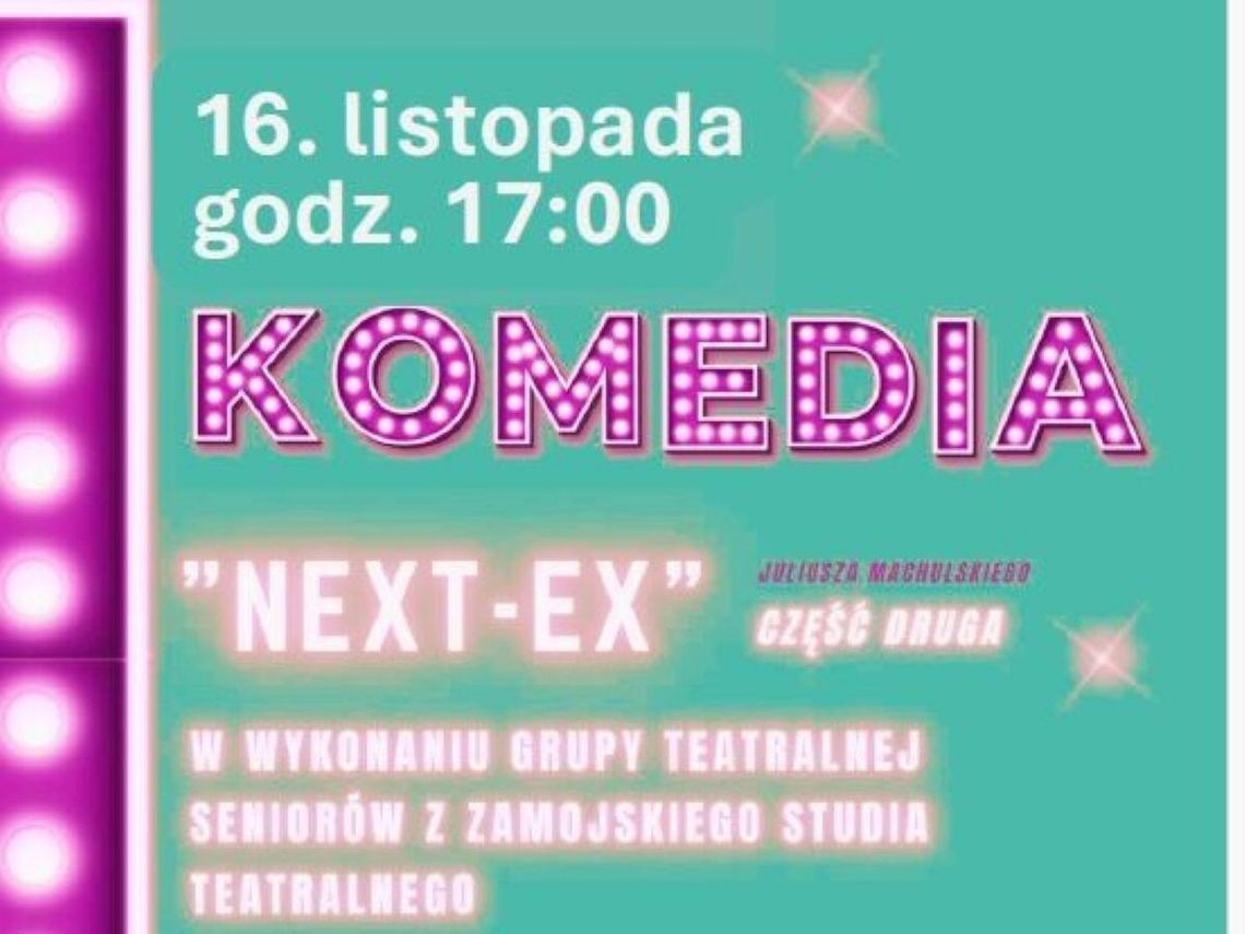 Komedię Juliusza Machulskiego w wykonaniu Grupy Teatralnej Seniorów z Zamojskiego Studia Teatralnego będzie można obejrzeć w Gminnym Ośrodku Kultury w Krynicach 16 listopada o godz. 17.