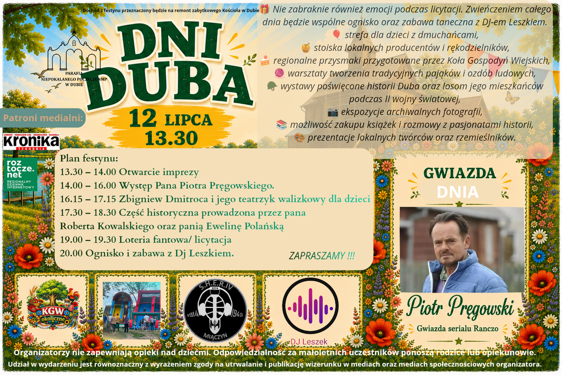 Gwiazda serialu "Ranczo" przyjedzie na Dni Duba. Ty tez się wybierz! Wiele atrakcji przygotowali organizatorzy Dni Duba.