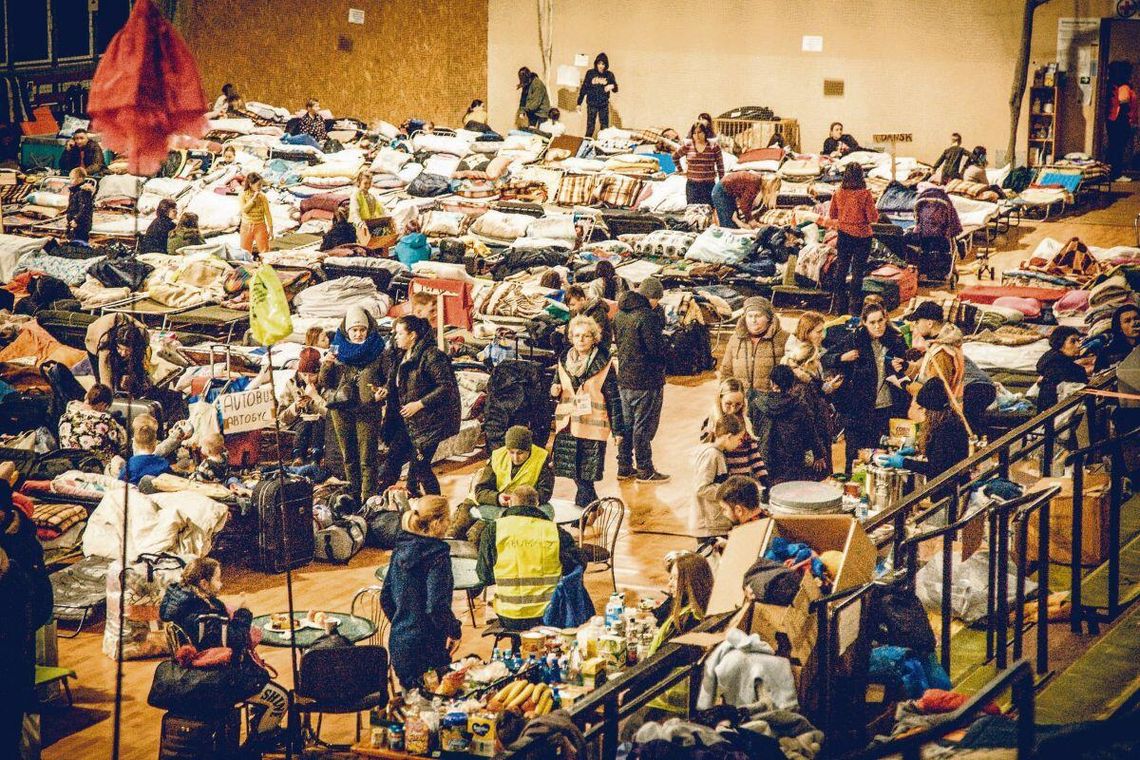 Punkt recepcyjny w hali HOSiR w najintensywniejszym okresie po 24 lutego 2022 r. obsługiwał tysiące uchodźców dziennie. Fot. Dariusz Duda
