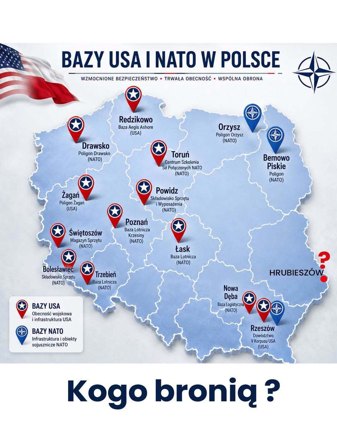 Jakie są szanse na bazę NATO w Hrubieszowie? Burmistrz wysłała śmiałą ofertę do BBN Burmistrz Hrubieszowa proponuje aby w okolicach miasta relokować cześć elitarnych wojsk USA i przekształcić ten rejon w strategiczny bastion wysuniętej obecności NATO.