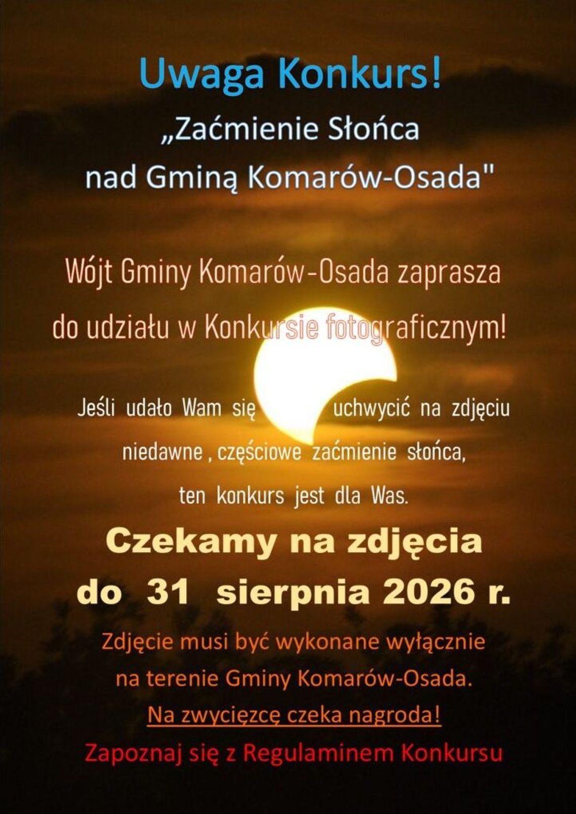 Komarów-Osada. Zaćmienie słońca w obiektywie