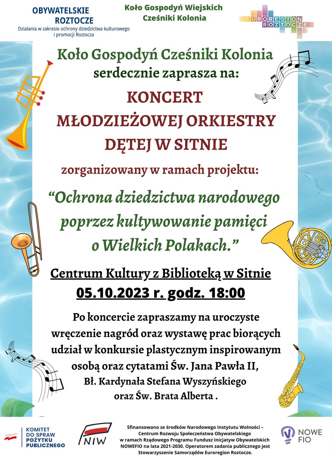 Plakat informujący o koncercie w Sitnie.