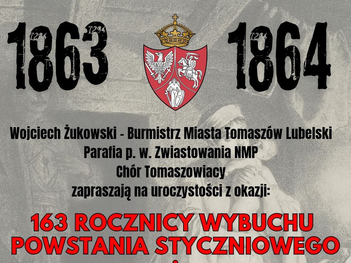 1 lutego odbędą się uroczystości upamiętniające 163. rocznicę wybuchu powstania styczniowego oraz Krwawego Dnia w Tomaszowie Ordynackim.
