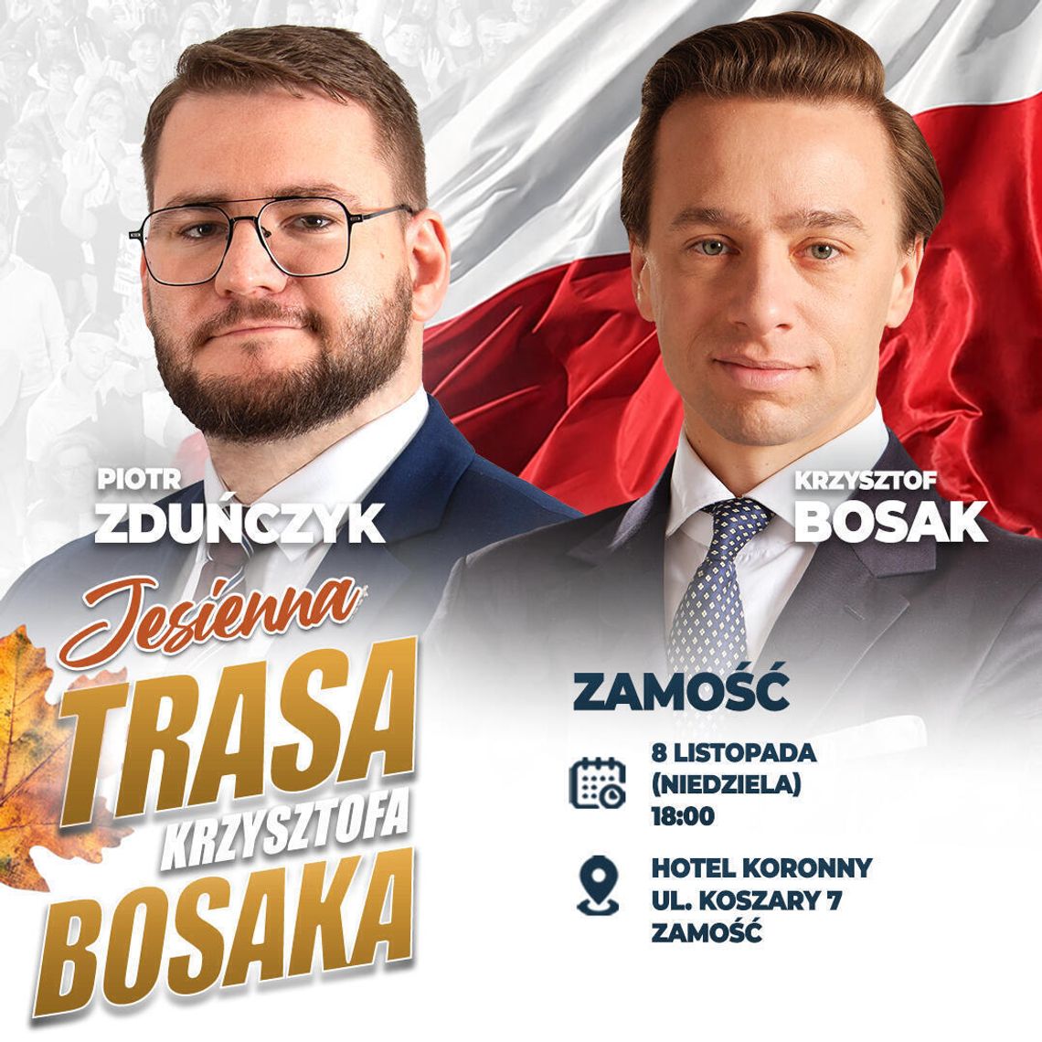 Krzysztof Bosak przyjedzie do Zamościa. Otwarte spotkanie z mieszkańcami już 8 listopada Krzysztof Bosak, wicemarszałek Sejmu i jeden z liderów Konfederacji, przyjedzie do Zamościa.