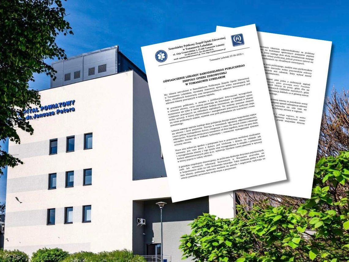 Oświadczenie datowane jest na 25 czerwca. Jego autorzy podkreślają, że w przestrzeni publicznej coraz częściej pojawiają się krzywdzące i uogólniające opinie wymierzone nie tylko w osoby pełniące funkcje kierownicze, ale również w lekarzy codziennie pracujących na oddziałach.