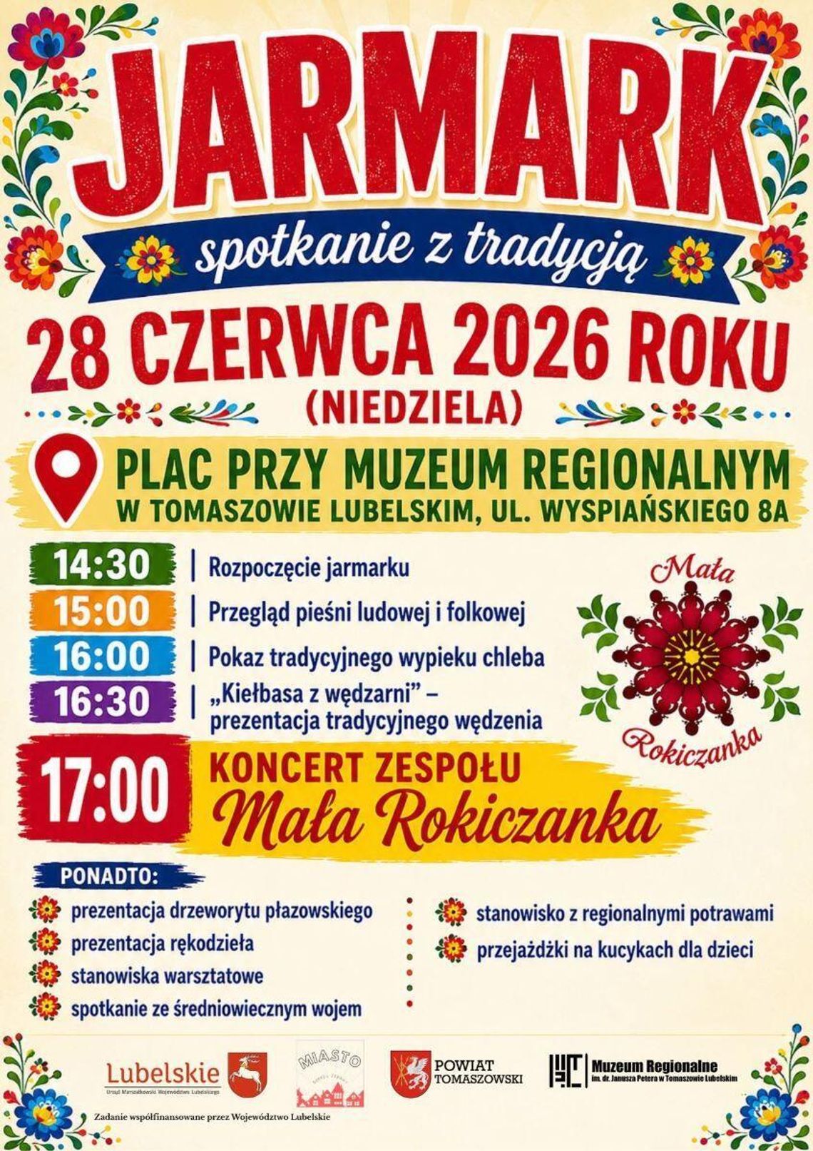 Mała Rokiczanka i wędzenie kiełbasy. Jarmark „Spotkanie z tradycją” w Tomaszowie Lubelskim [PROGRAM]