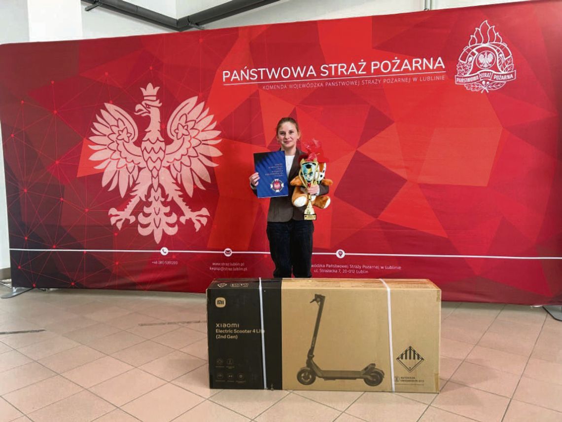 Uczennica Szkoły Podstawowej w Miączynie Ewa Kozłowska wygrała etap wojewódzki Ogólnopolskiego Turnieju Wiedzy Pożarniczej „Młodzież Zapobiega Pożarom”.