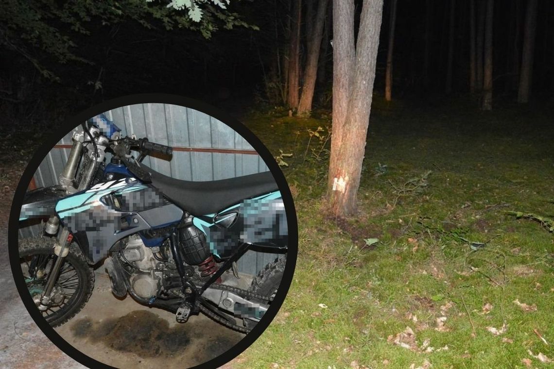 17-latek jadąc motocyklem crossowym leśną drogą stracił kontrolę nad pojazdem i uderzył w drzewo.