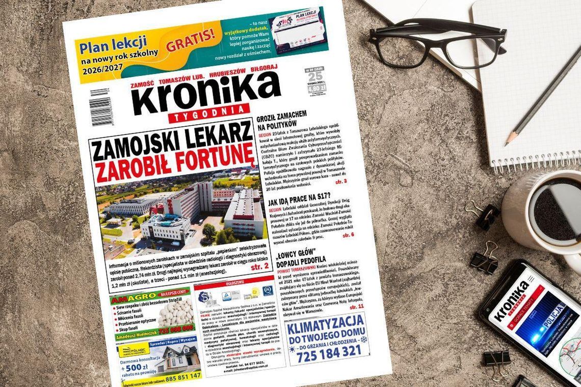 Najnowszy numer "Kroniki Tygodnia" kupicie już 25 sierpnia. Szukajcie go w punktach sprzedaży. Na stronie www.eprasa.pl gazeta dostępna jest w wersji elektronicznej.
