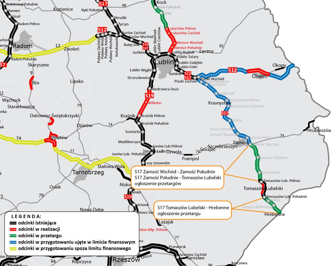 Ogłoszono przetargi na zaprojektowanie i budowę S17 między Zamościem a Hrebennem