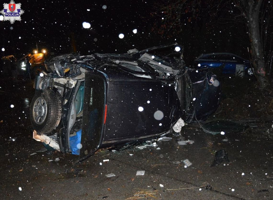 Pijany 21-latek rozbił samochód na betonowym przepuście