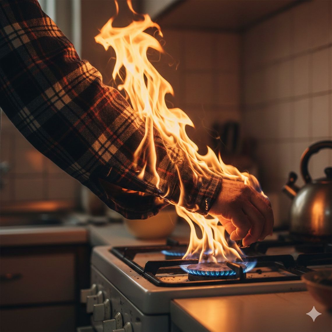 Płonąca koszula i poparzenia. 80-latek miał niebezpieczny incydent kuchenny Zdjęcie ilustracyjne