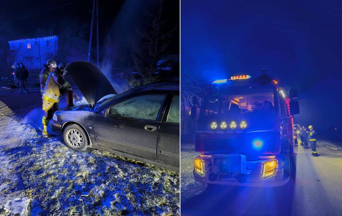 Płonęło auto w Holeszowie. Właściciel sam ruszył do walki z ogniem