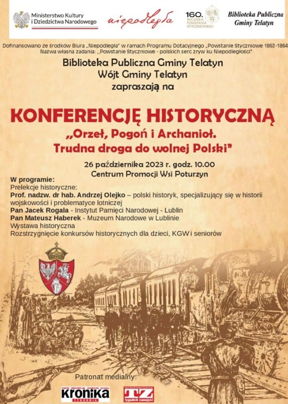 Poturzyn: Konferencja historyczna "Orzeł, Pogoń i Archanioł. Trudna droga do wolnej Polski"