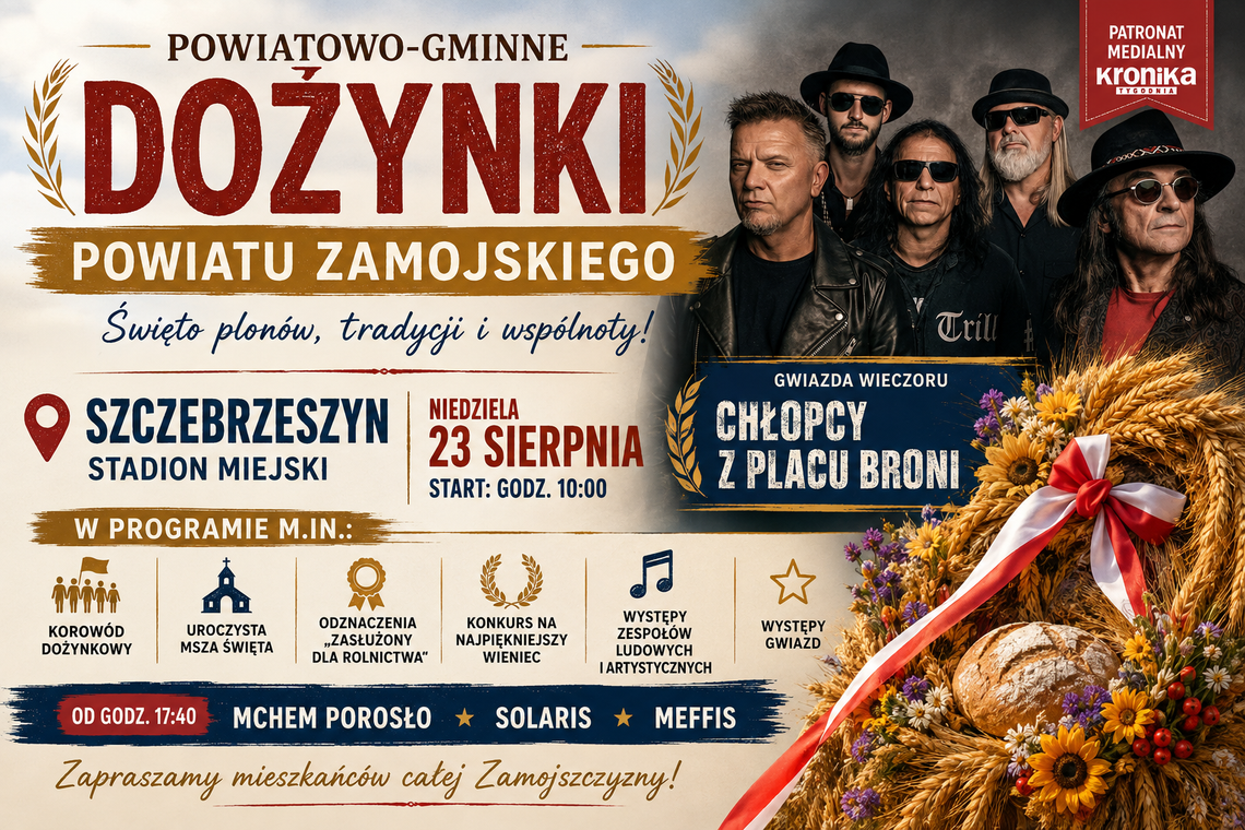 Powiat zamojski podziękuje za plony. Wielkie dożynki w Szczebrzeszynie Powiat zamojski podziękuje za plony. Wielkie dożynki w Szczebrzeszynie