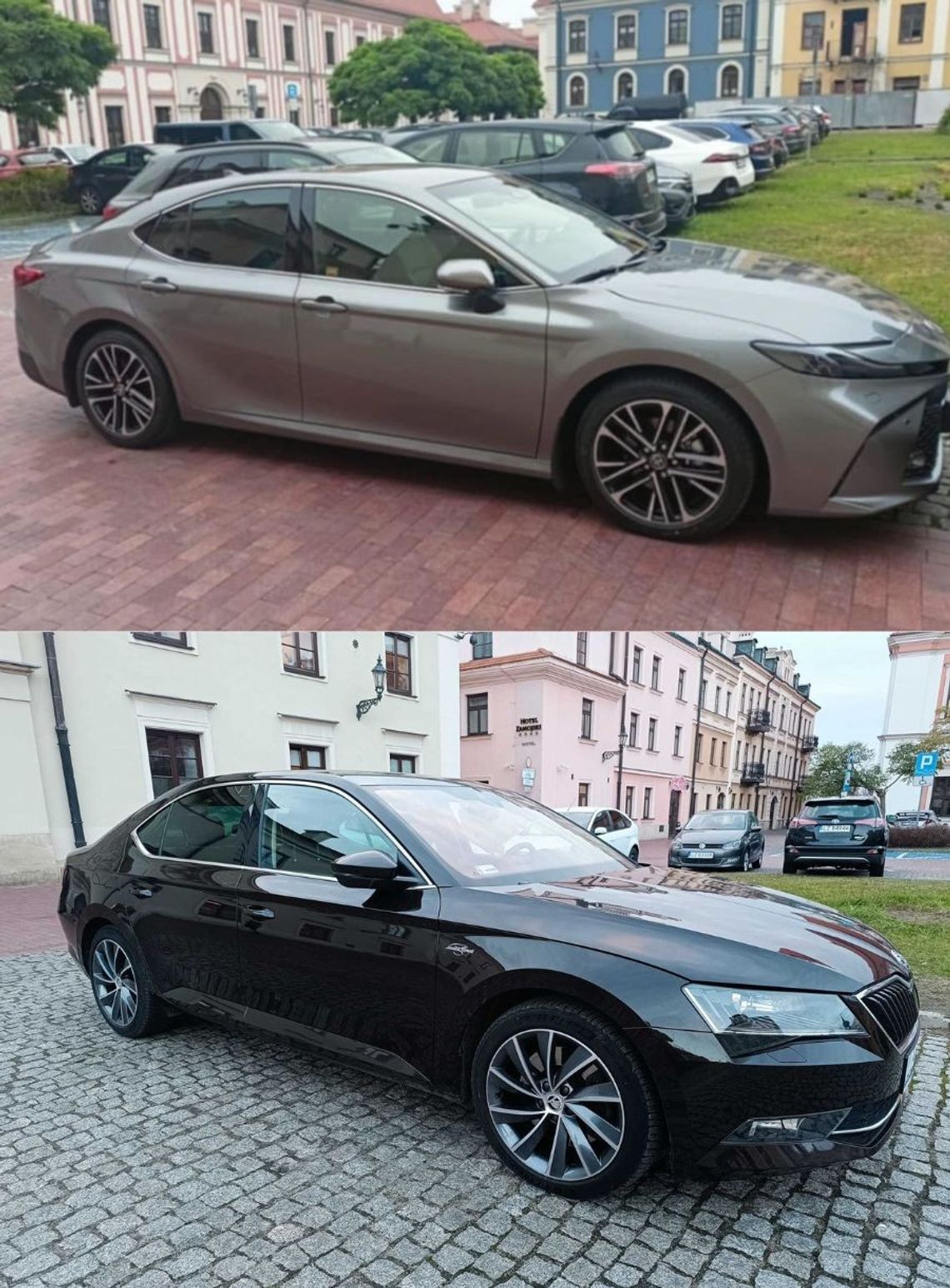 Na zdjęciu u góry nowy samochód, którym będzie jeździł prezydent Zamościa, na dole sprzedana już limuzyna.