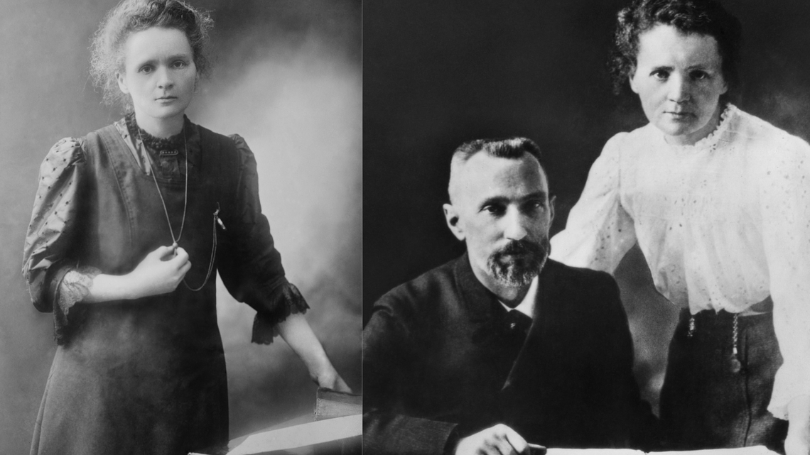Maria Skłodowska-Curie z Piotrem Curie, wybitnym naukowcem i jej mężem.