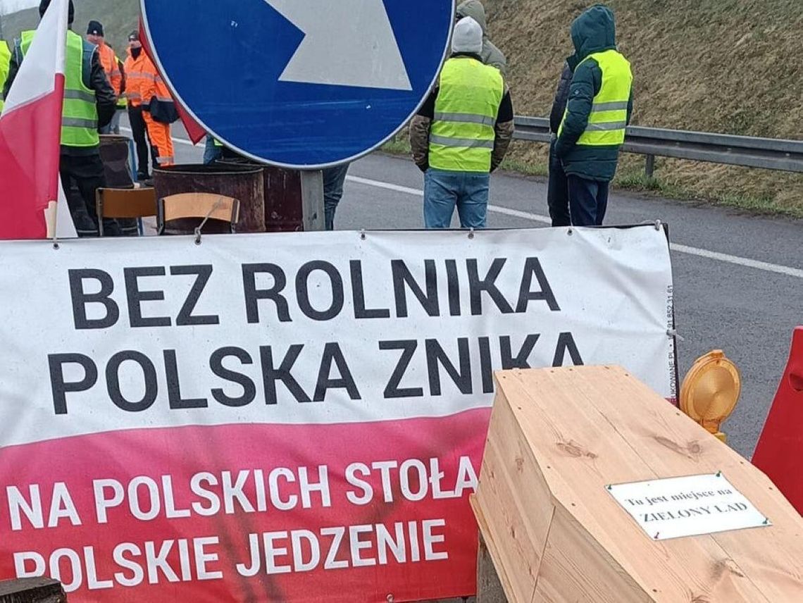 Zdjęcie z ubiegłorocznego protestu rolników w Hrebennem (powiat tomaszowski).