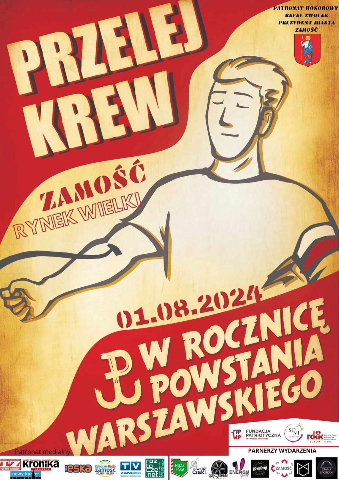 "Przelej krew w rocznicę Powstania". Akcja na Rynku Wielkim w Zamościu