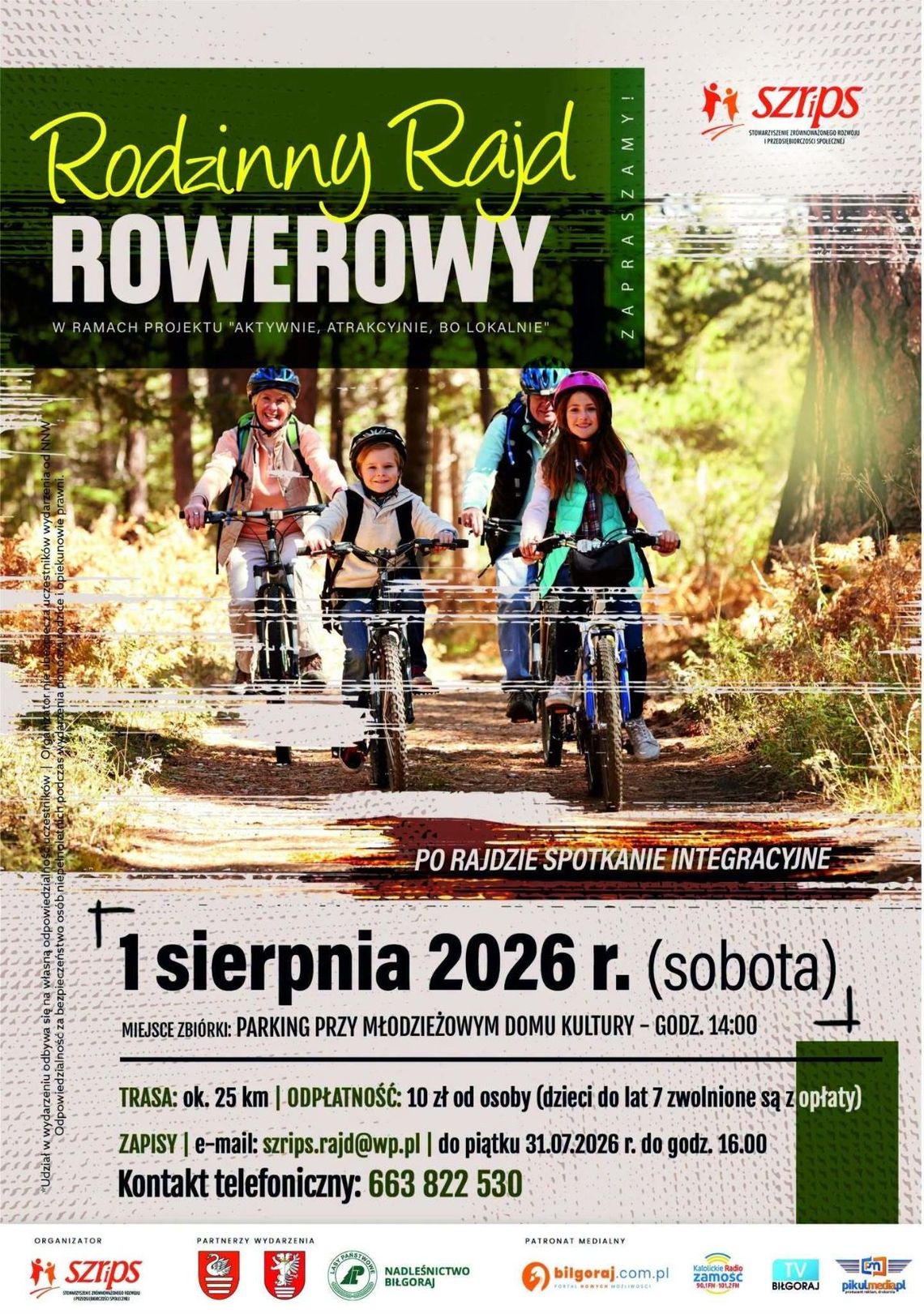 Rodzinny Rajd Rowerowy w Biłgoraju już 1 sierpnia. Start o 14:00 Rodzinny Rajd Rowerowy w Biłgoraju już 1 sierpnia.