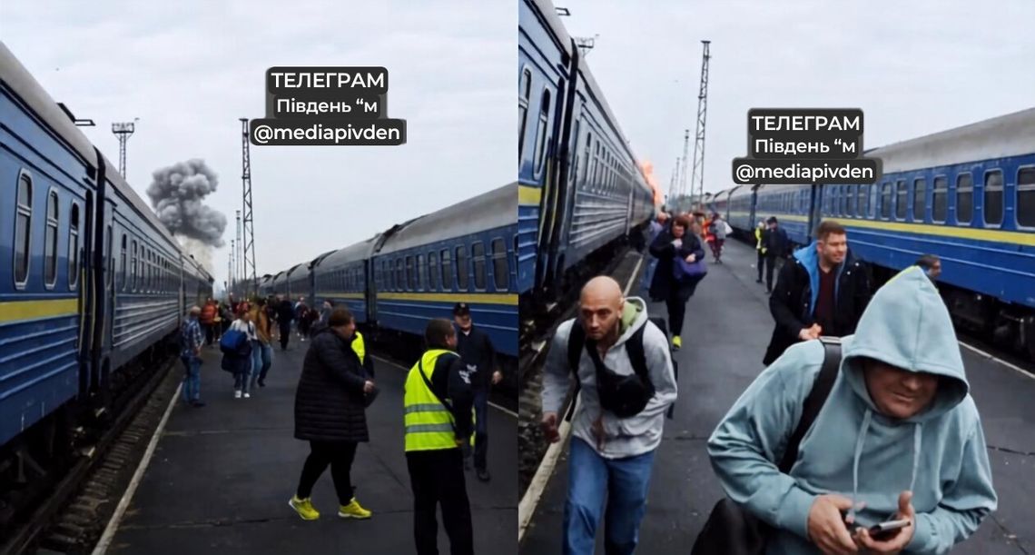 W niedzielę 13 września jeden z dronów uderzył w lokomotywę pociągu pasażerskiego relacji Kijów-Warszawa.