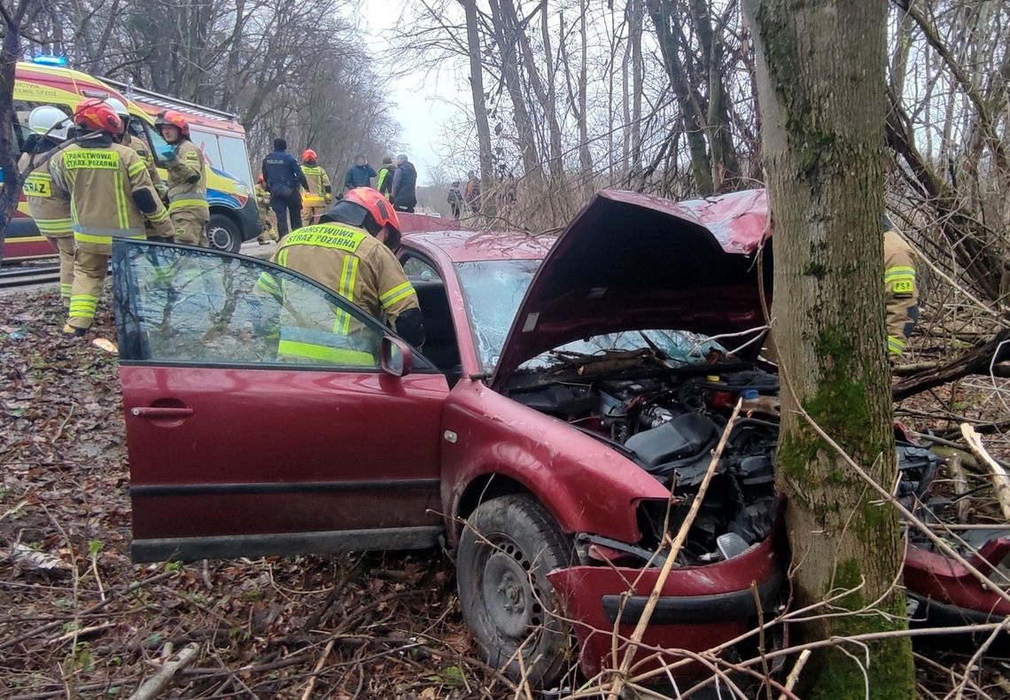 Samochód uderzył w drzewo. Kierowca przetransportowany do szpitala śmigłowcem LPR Na trasie Łopiennik Nadrzeczny – Łopiennik Dolny doszło do poważnego wypadku.