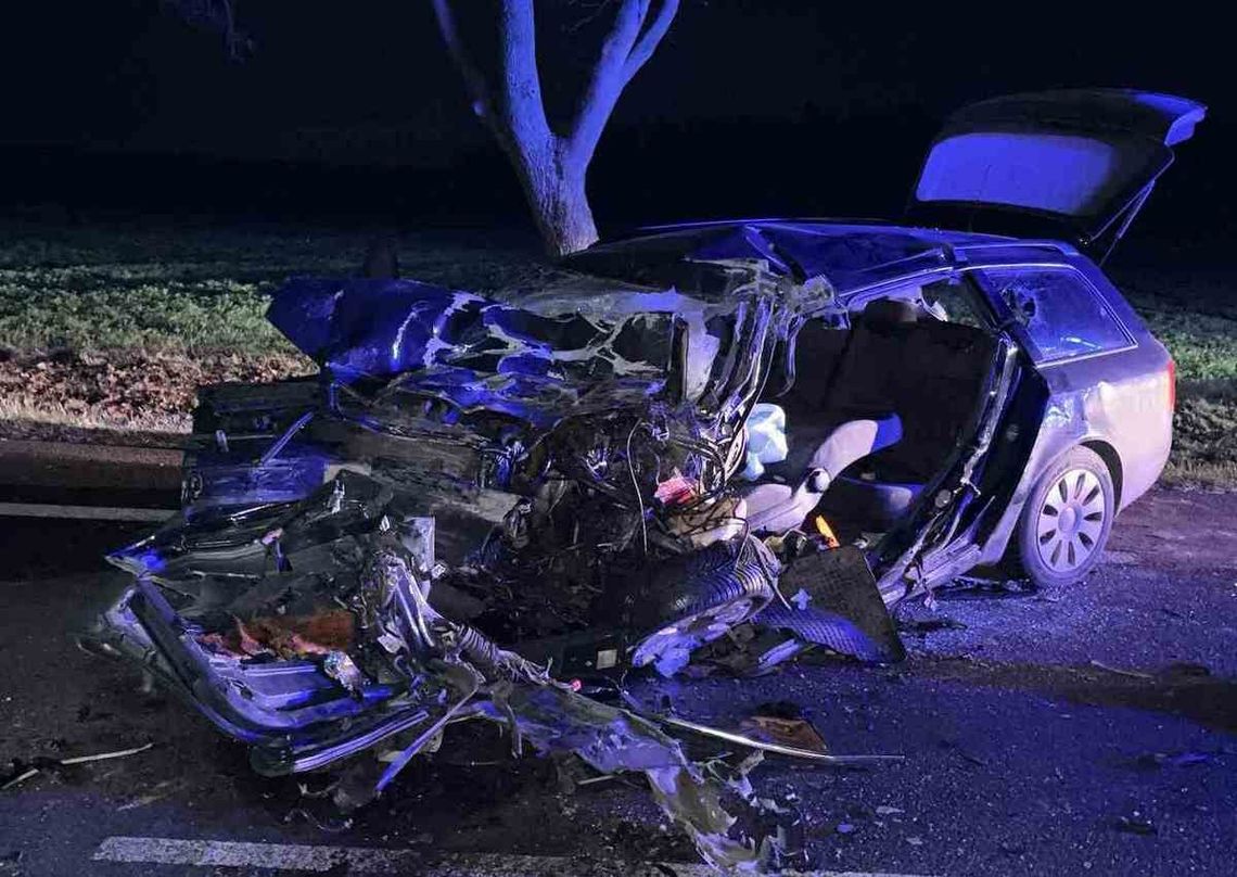 Kierujący audi zjechał na przeciwległy pas ruchu drogowego i zderzył się z autobusem.