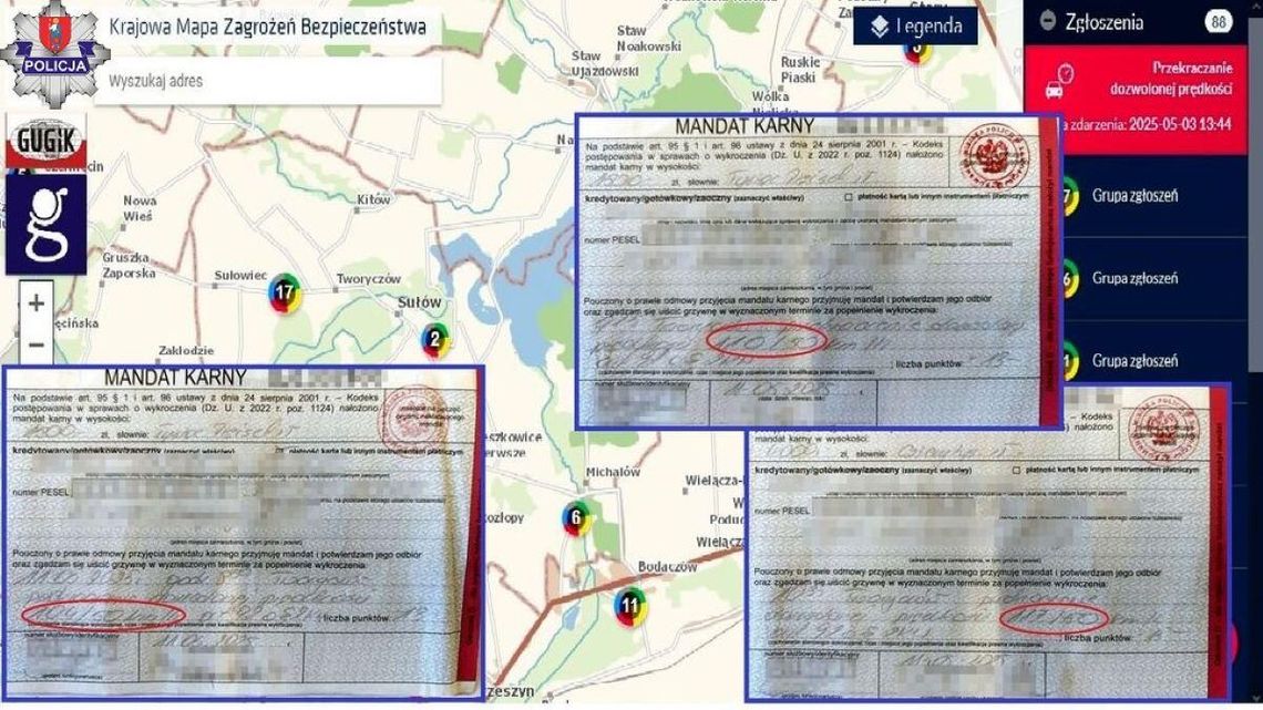 11 maja policjanci zamojskiego ruchu drogowego weryfikowali zgłoszenia naniesione na Krajową Mapę Zagrożeń Bezpieczeństwa w Tworyczowie (gmina Sułów).