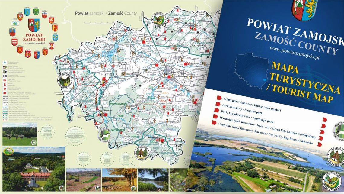 Starostwo Powiatowe w Zamościu wydało mapę turystyczną powiatu zamojskiego.