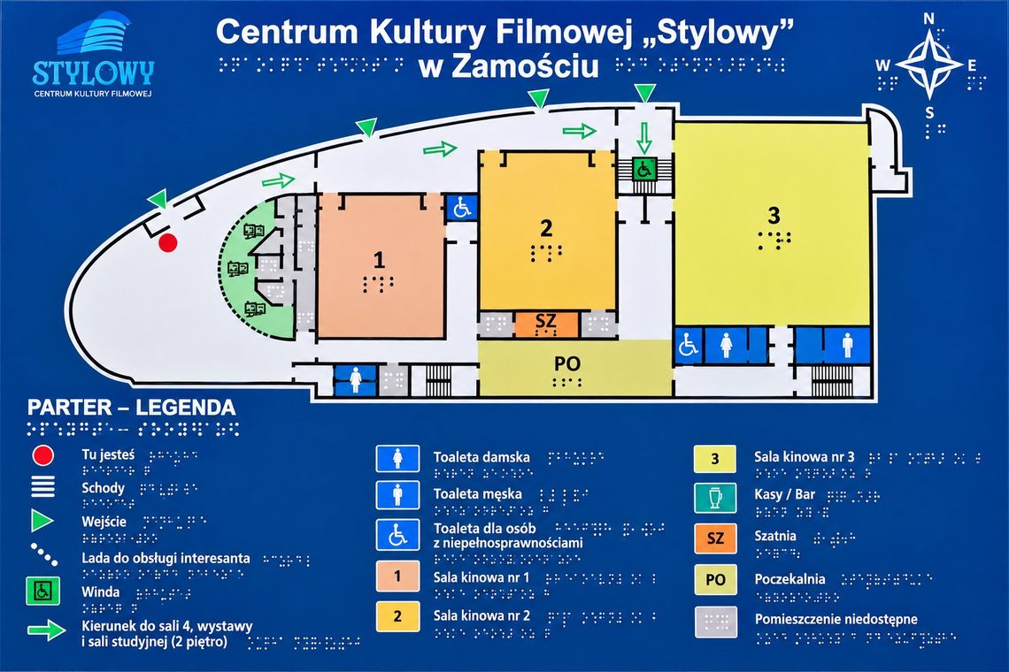 Zamość: „Stylowy” bez barier. Kino zakończyło modernizację W CKF Stylowy w Zamościu pojawiły się m. in. oznaczenia w alfabecie Braille’a, kontrastowe oznakowanie oraz system głosowej nawigacji.