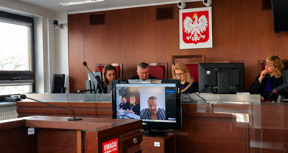 Jan H. łączył się z salą sądową w formie wideorozmowy z aresztu śledczego, gdzie przebywa od chwili zatrzymania.