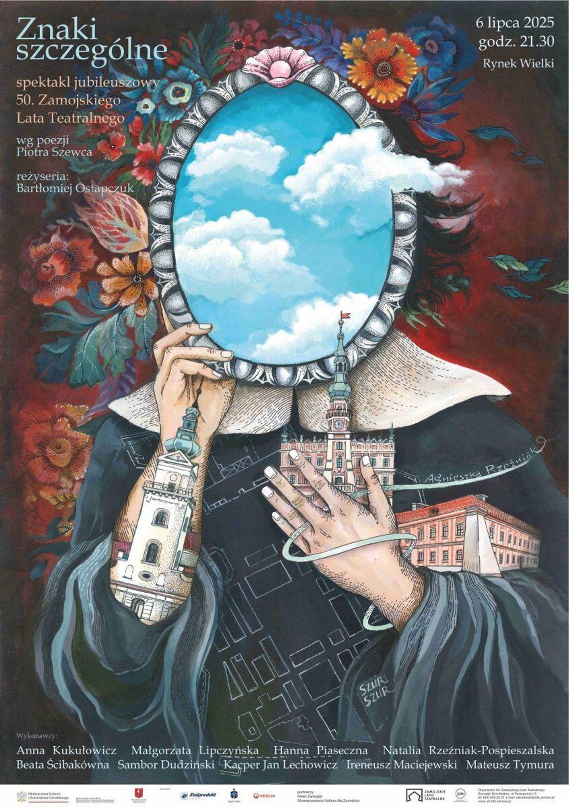 Plakat spektaklu jubileuszowego 50 Zamojskiego Lata Teatralnego. Autorką plakatu jest Agnieszka Rzeźniak.