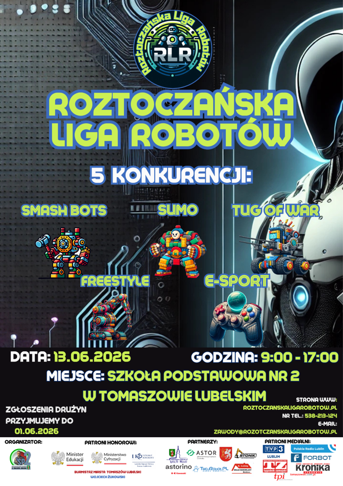 13 czerwca, w Szkole Podstawowej nr 2 im. Marszałka Józefa Piłsudskiego odbędzie się IV Roztoczańska Liga Robotów, największa impreza robotyczna w województwie lubelskim.
