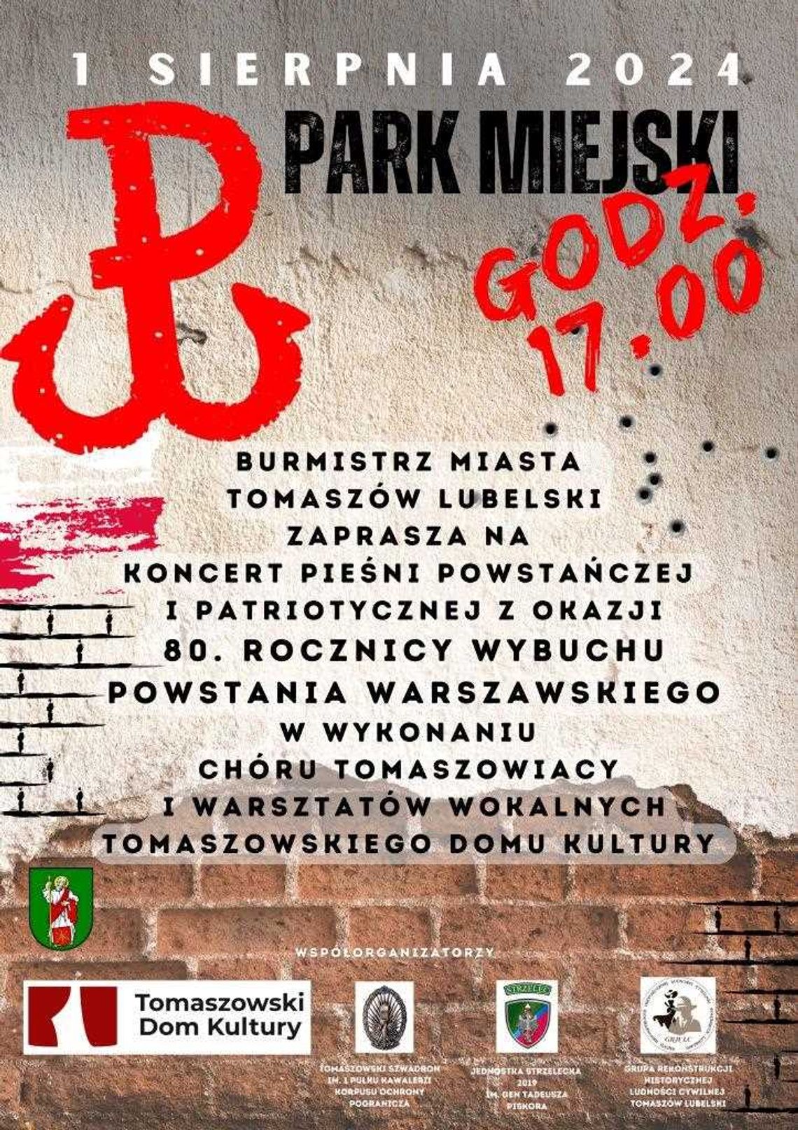 Tomaszów Lubelski: Koncert z okazji 80 rocznicy wybuchu Powstania Warszawskiego