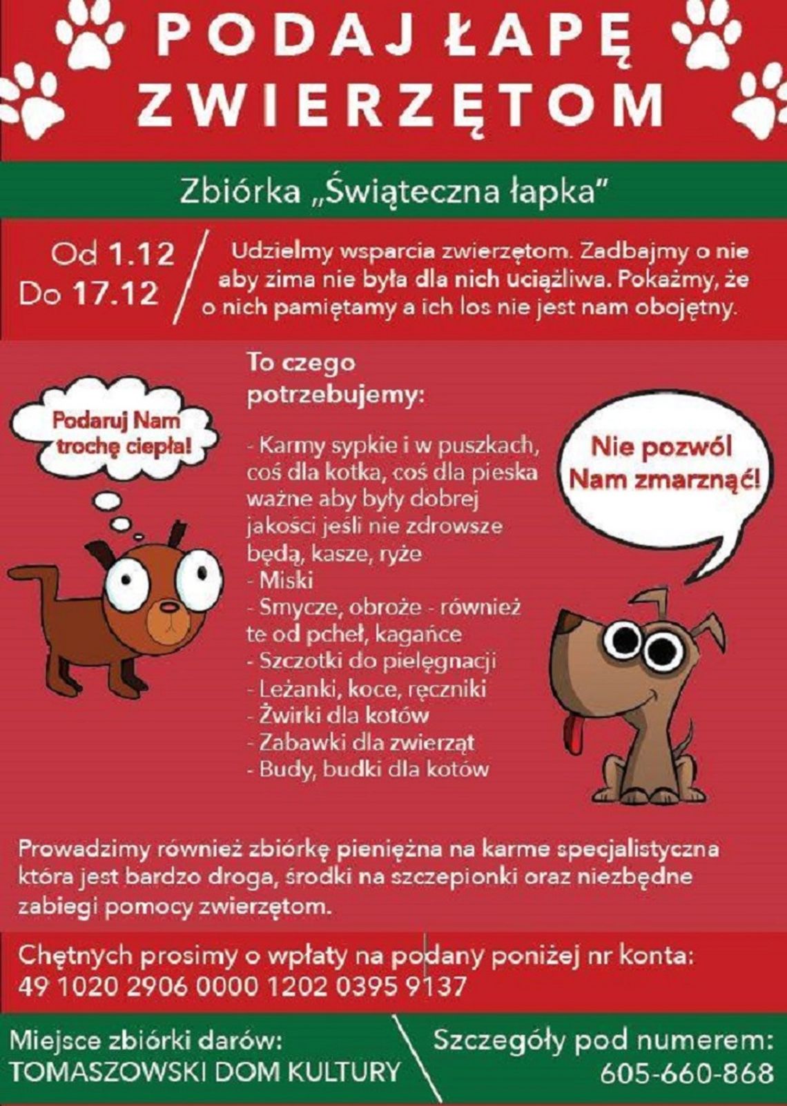 Tomaszów Lubelski: Zrób prezent zwierzakowi. Zbiórka karmy w TDK