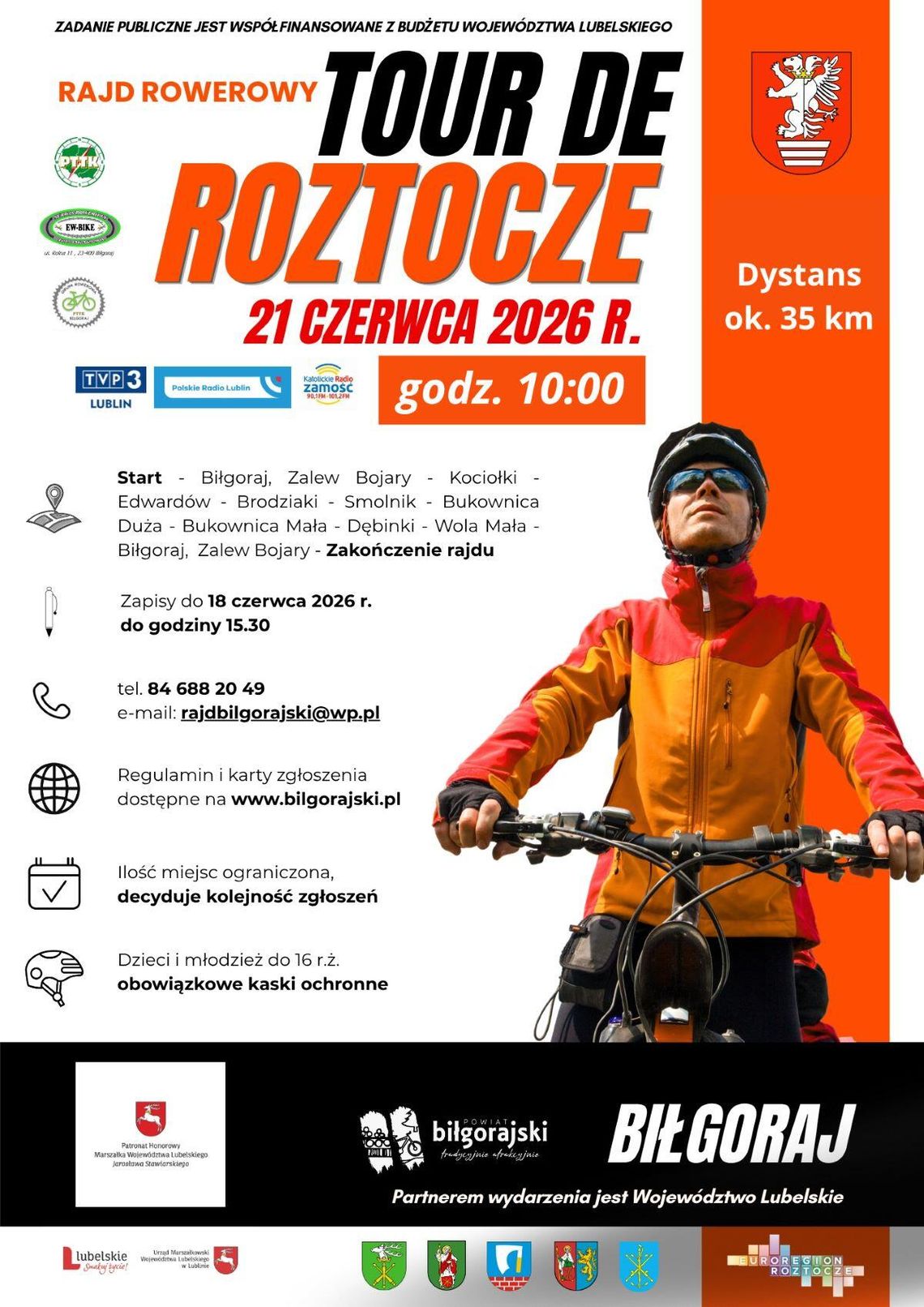 Tour de Roztocze 2026. Rowerzyści wyruszą z Biłgoraja na trasę przez malownicze zakątki powiatu Tour de Roztocze 2026. Rowerzyści wyruszą z Biłgoraja na trasę przez malownicze zakątki powiatu