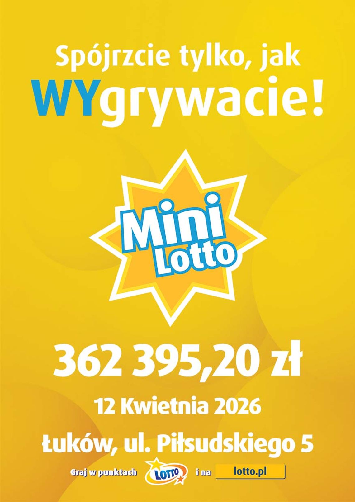 Wielka wygrana w Mini Lotto w Łukowie! Ktoś wzbogacił się o ponad 360 tysięcy złotych