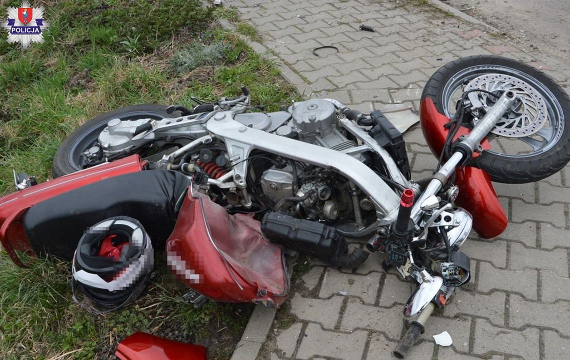 Wypadek motocyklisty. 32-latek jechał za szybko