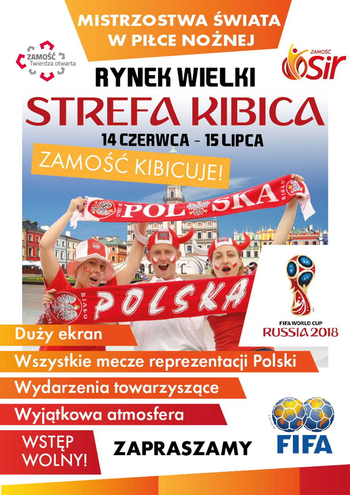 Zamość: Dopinguj Biało-Czerwonych! Strefa kibica na Rynku Wielkim