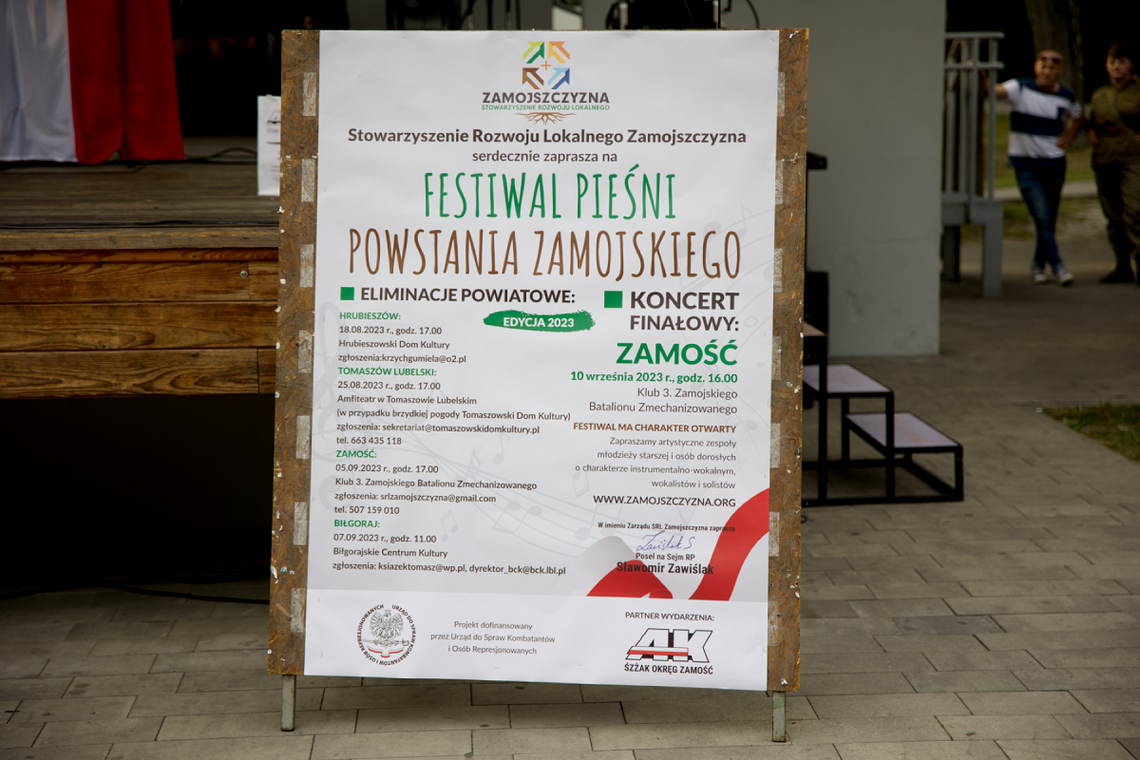 Koncert Finałowy Festiwalu Pieśni Powstania Zamojskiego odbędzie się 10 września 2023 r. w Klubie Garnizonowym.
